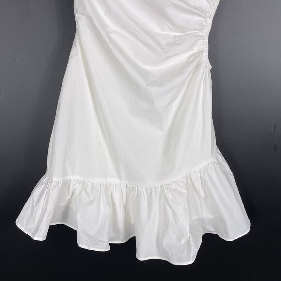 More To Come Nora Asymmetrical‎ Dress White Mini One Shoulder Side Cutout Sz XS - Picture 8 of 13
